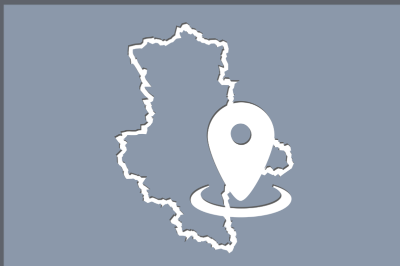 Umriss des Landes Sachsen-Anhalt mit Ortsmarker